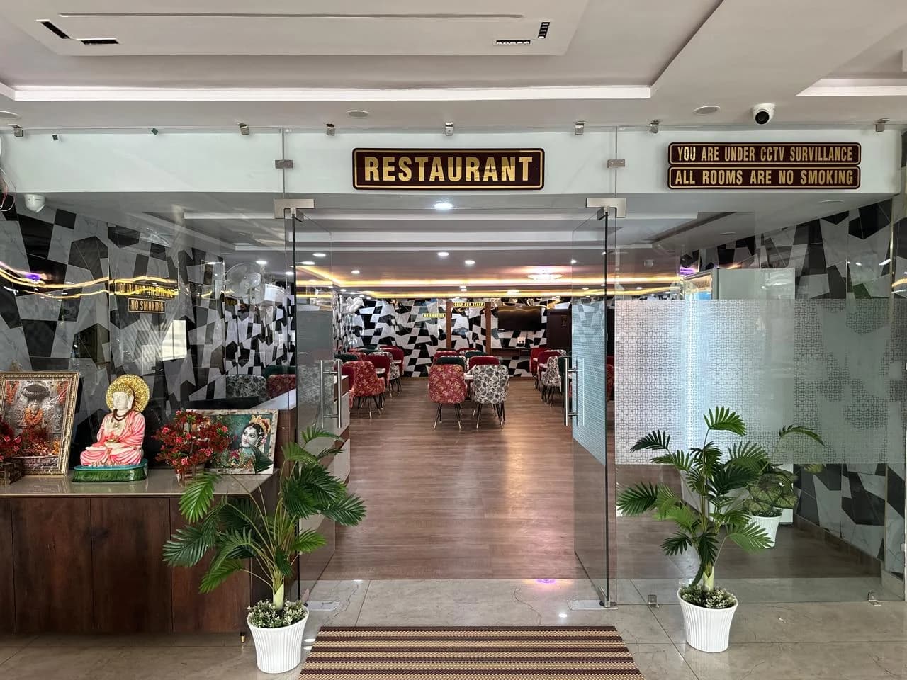 Spacious dining hall setup for family gatherings and celebrations